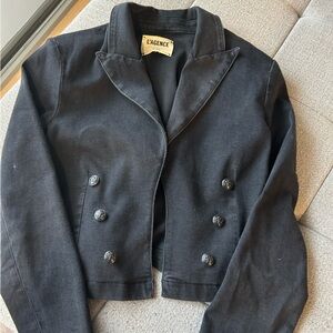 Trendy L'AGENCE women's black denim cropped blazer